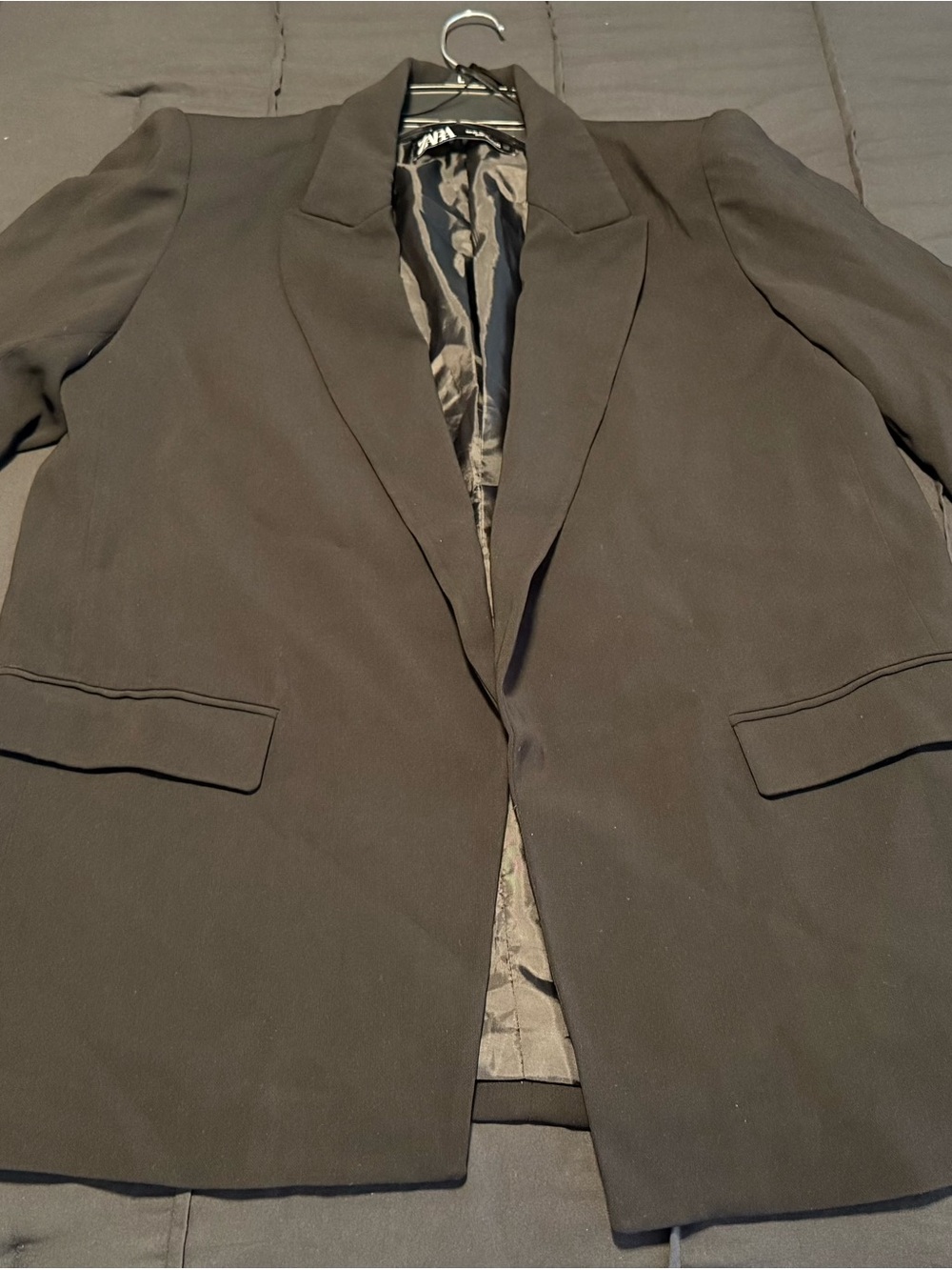 ZARA Black Open Front Blazer – XL Oversized Chic Layering Jacket